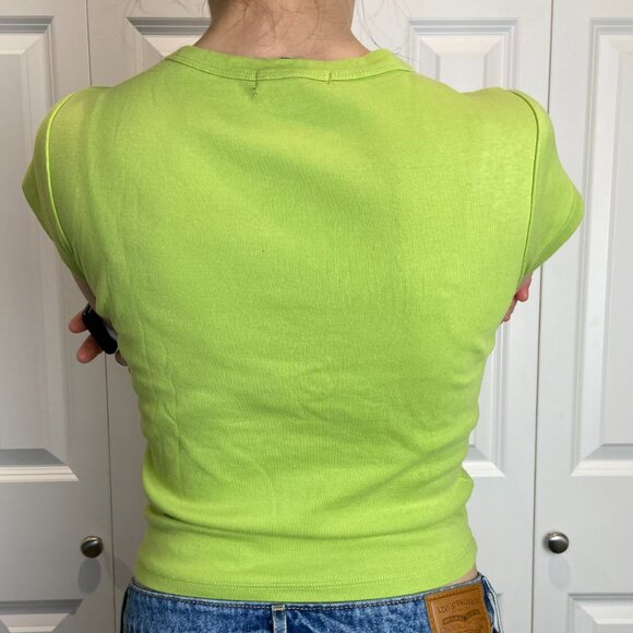 Forever 21 rhinestone strawberry baby tee - green cotton, women's sizing - Picture 4 of 7